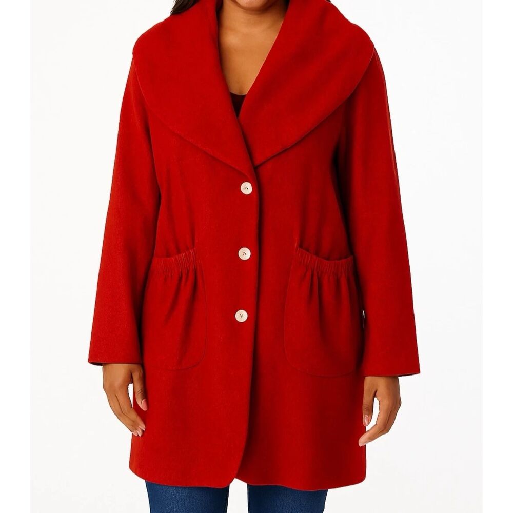 Heydari Coat Womens Large Wool Jacket Blazer Cardigan Oversized Lagenlook Artsy